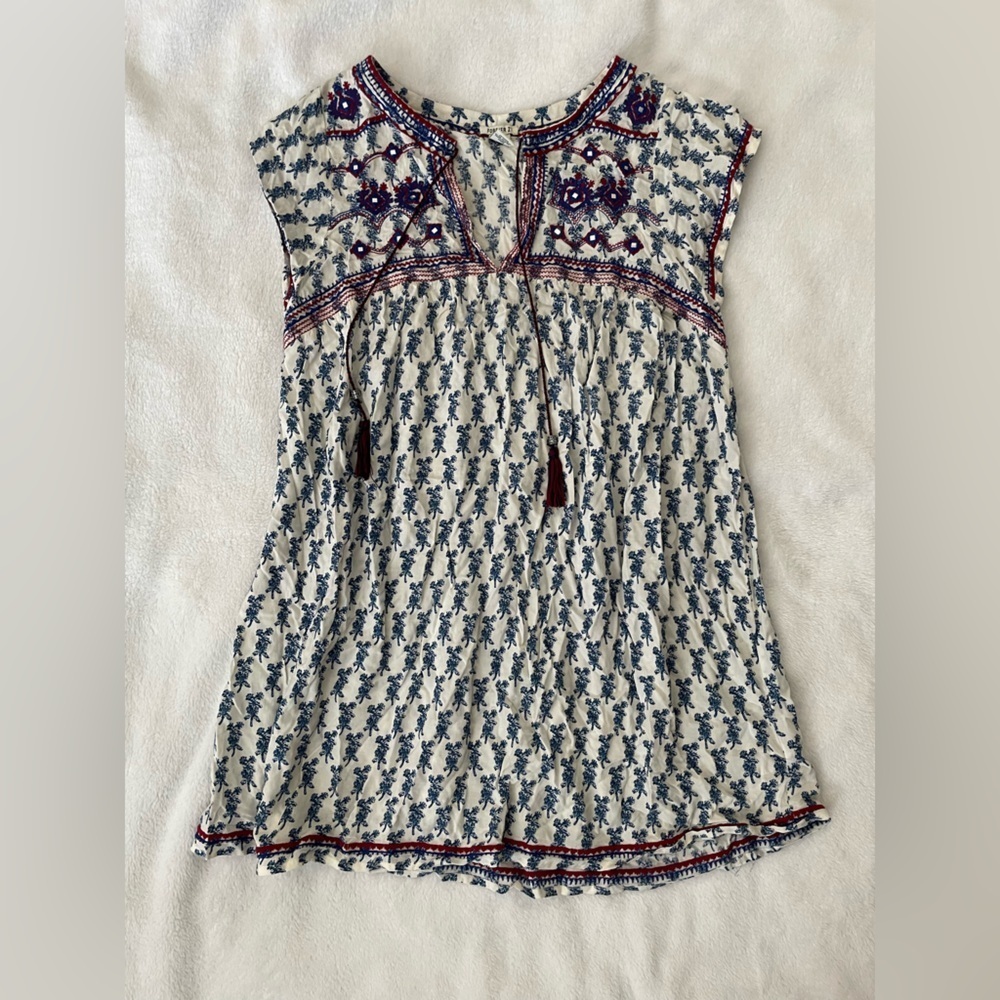 Bohemian Blue and White Mini Dress Forever21 size small